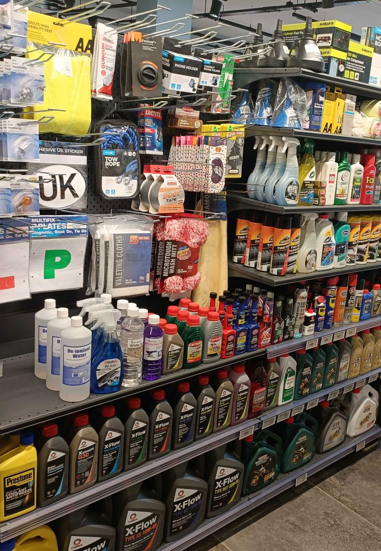 Shelves stocked with car car products
